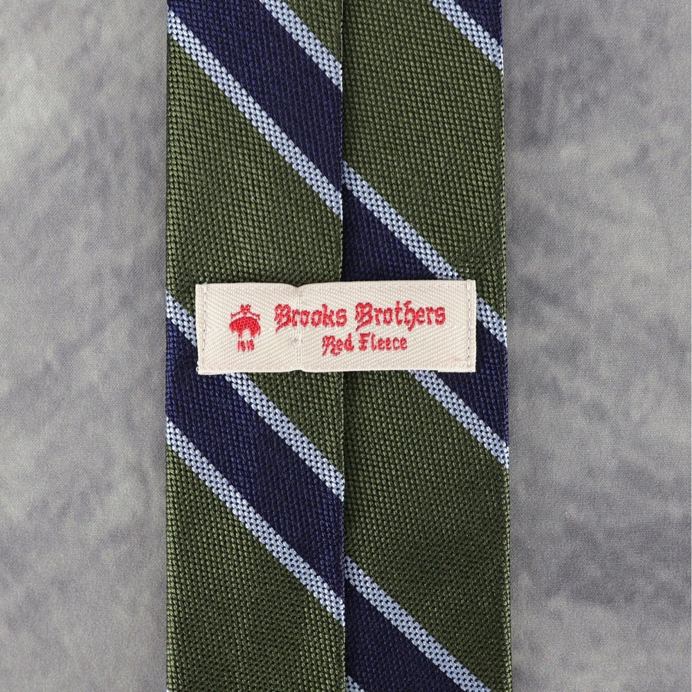 Brooks Brothers Red Fleece Tie Green Navy Blue Repp Weave Stripe Tie 100% Silk - Picture 3 of 10